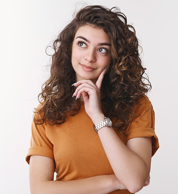 A woman with curly hair